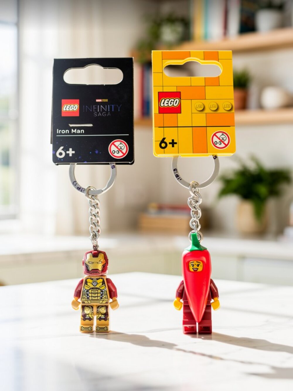LEGO Iron Man & Chili Pepper Minifigure Keychains Set